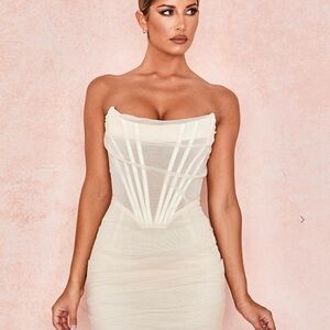 House of CB Cream Strapless Dress